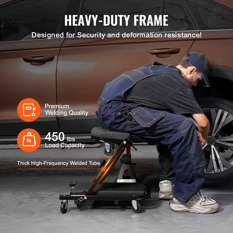 VEVOR 40 collu Salokāmais "Z" Garāžas Mehāniķa Ratiņkrēsls / Sols – 204 kg Ietilpība