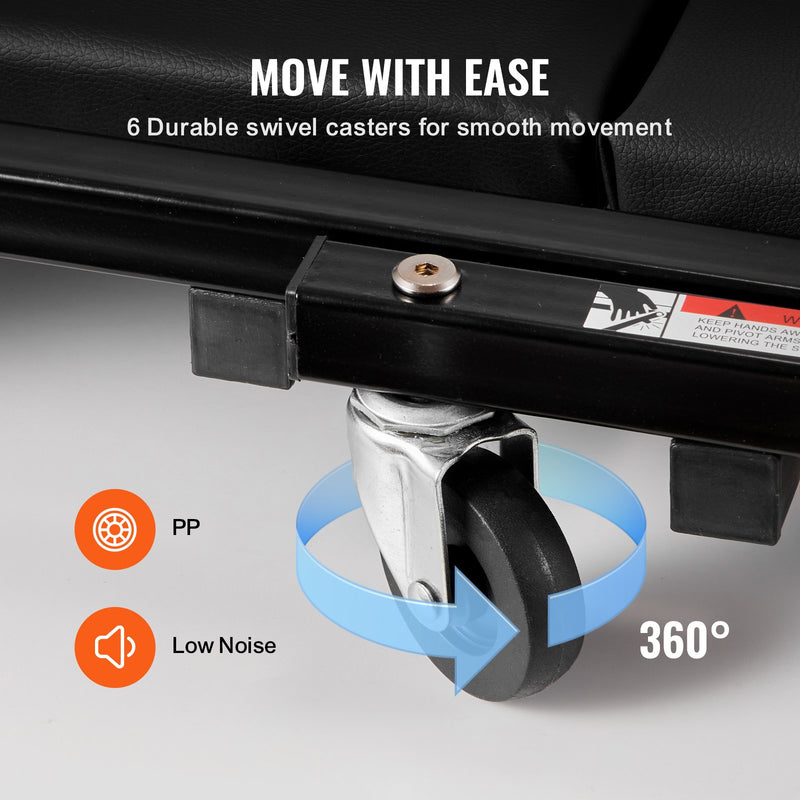 VEVOR 40 collu Salokāmais "Z" Garāžas Mehāniķa Ratiņkrēsls / Sols – 204 kg Ietilpība