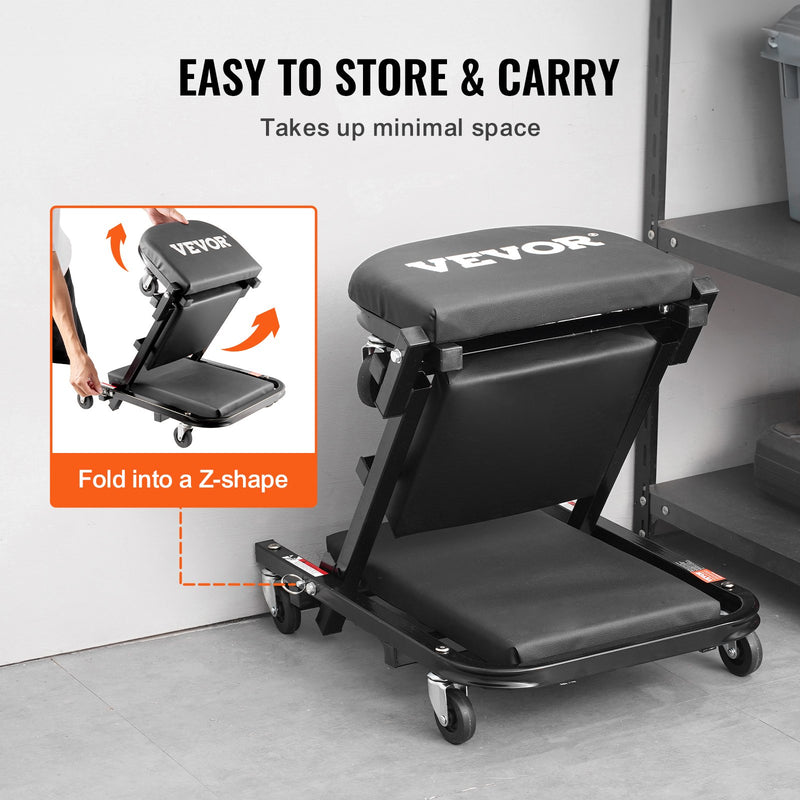 VEVOR 40 collu Salokāmais "Z" Garāžas Mehāniķa Ratiņkrēsls / Sols – 204 kg Ietilpība