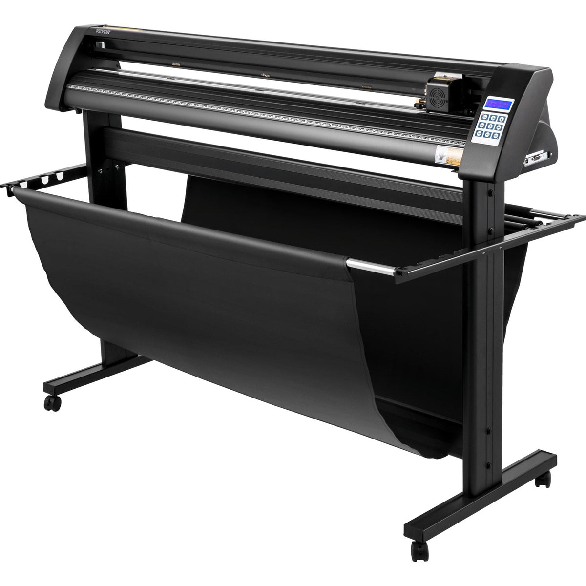 VEVOR 1350 mm vinila ploteris ar LED ekrānu, daļēji automātisku optisko sensoru, saderīgs ar SignCut programmatūru Mac un Windows sistēmām, komplektā ar statīvu