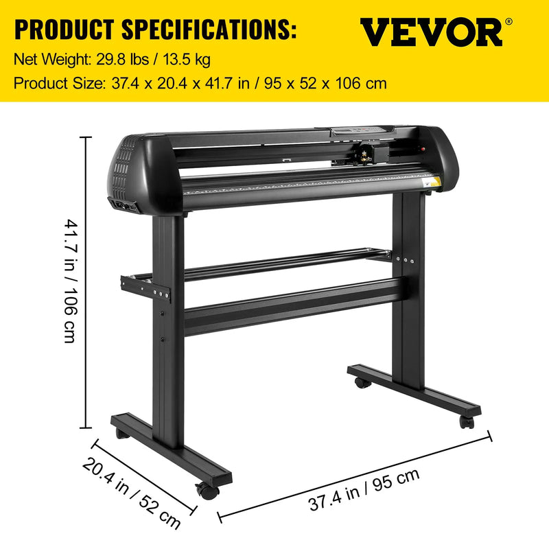 VEVOR 720 mm vinila ploteris ar statīvu, regulējamu griešanas spēku un ātrumu, uzlīmju un reklāmas uzrakstu izgatavošanai