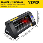 VEVOR vinila griešanas ploteris 375 mm ar LED ekrānu un optisko sensoru precīzai vadībai, pusautomātisks ploteris saderīgs ar SignMaster programmatūru Windows sistēmai dizaina izstrādei