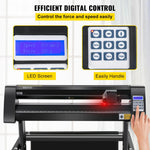 VEVOR vinila griešanas ploteris 870 mm ar LED ekrānu, pusautomātisku optisko sensoru precīzai vadībai, saderīgs ar SignMaster programmatūru Windows sistēmai, komplektā statīvs