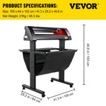 VEVOR vinila griešanas ploteris 870 mm ar LED ekrānu, pusautomātisku optisko sensoru precīzai vadībai, saderīgs ar SignMaster programmatūru Windows sistēmai, komplektā statīvs