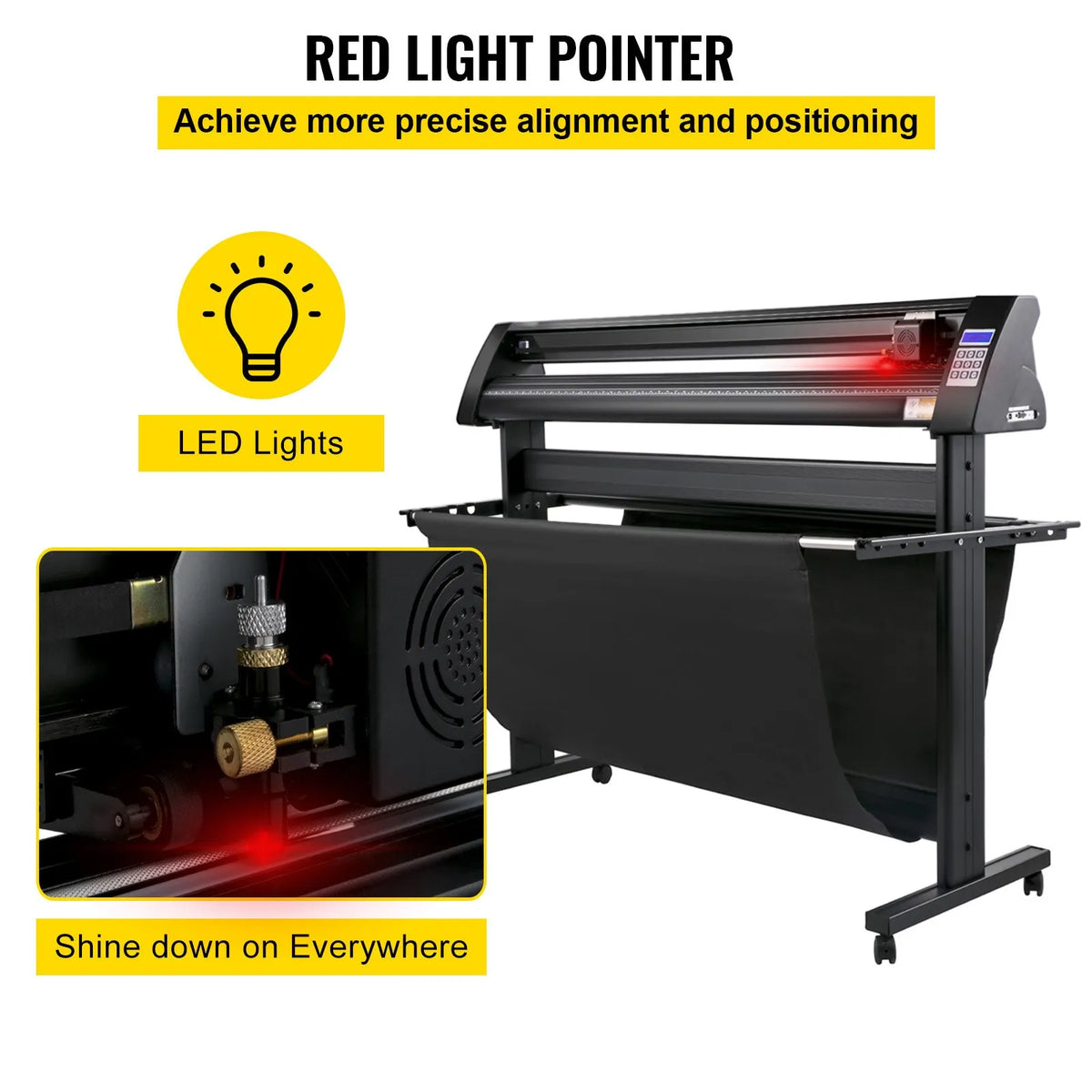 VEVOR vinila ploteris 1350 mm ar LED ekrānu, pusautomātisku optisko sensoru, saderīgs ar SignMaster programmatūru Windows sistēmai, ar statīvu