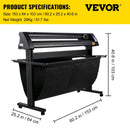 VEVOR vinila ploteris 1350 mm ar LED ekrānu, pusautomātisku optisko sensoru, saderīgs ar SignMaster programmatūru Windows sistēmai, ar statīvu