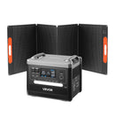 VEVOR pārnēsājama elektroenerģijas stacija 2400 W ar 200 W salokāmu saules paneli, 2160 Wh paplašināma LiFePO4 akumulatora sistēma ar 10 izejām un regulējamu ievades jaudu mājai, kempingam un kemperiem