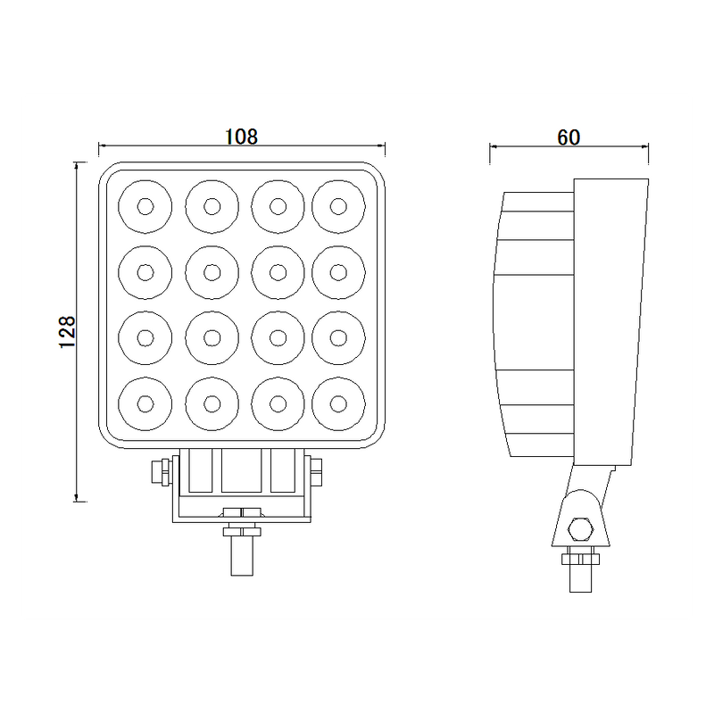 KAMAR LED darba lampa L0081-B FLOOD 24 W 2100 lm 12/24 V ar 16 LED un ECE R10