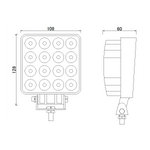 KAMAR LED darba lampa L0081-B FLOOD 24 W 2100 lm 12/24 V ar 16 LED un ECE R10