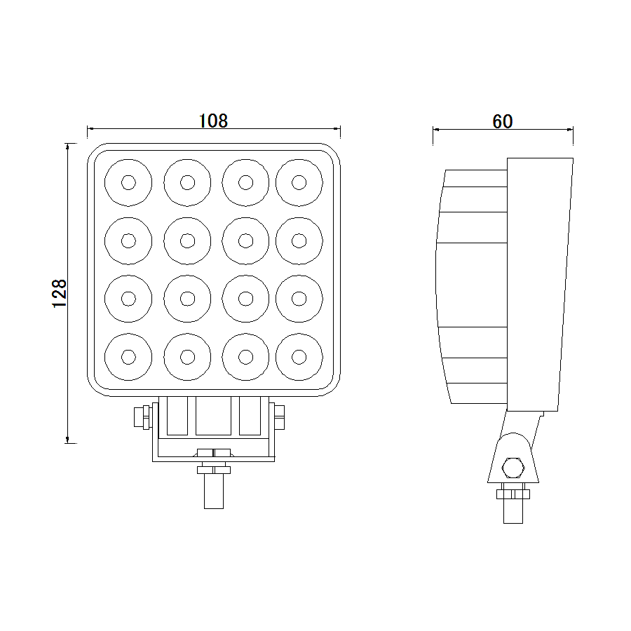 KAMAR LED darba lampa L0081-B FLOOD 24 W 2100 lm 12/24 V ar 16 LED un ECE R10