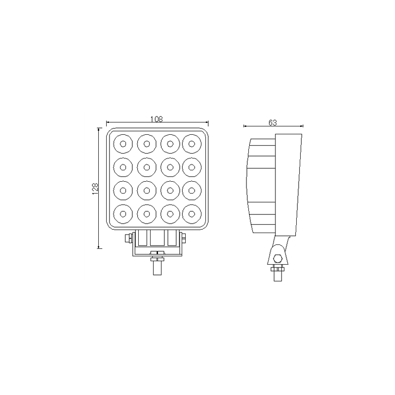 LED CREE 48W (3071Lm) arbetslampa 9-32V, kallvit 6500K, IP67, för traktorer, terrängfordon, skogsmaskiner