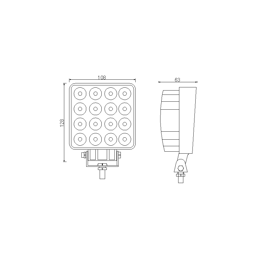 KAMAR LED Work Light L0081 FLOOD 43 W 2100 lm 12/24 V with 16 LEDs and ECE R10