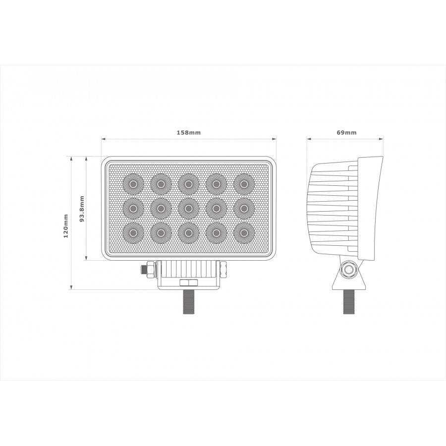 KAMAR LED Work Light 15 LED Flood with Wide-Angle Illumination for Construction Equipment and Trucks