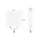 KAMAR LED darba lampa L0156 FLOOD 24 W 12/24 V ar 30 LED, slēdzi un ECE R10