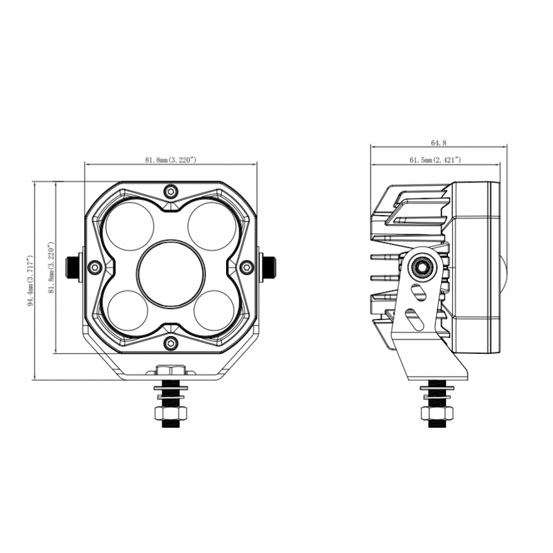 LED darba lukturis L0183 ar 4 LED diodēm un centrālo fokusējošo lēcu, 29 W, 2700 lm, 12/24 V, IP67