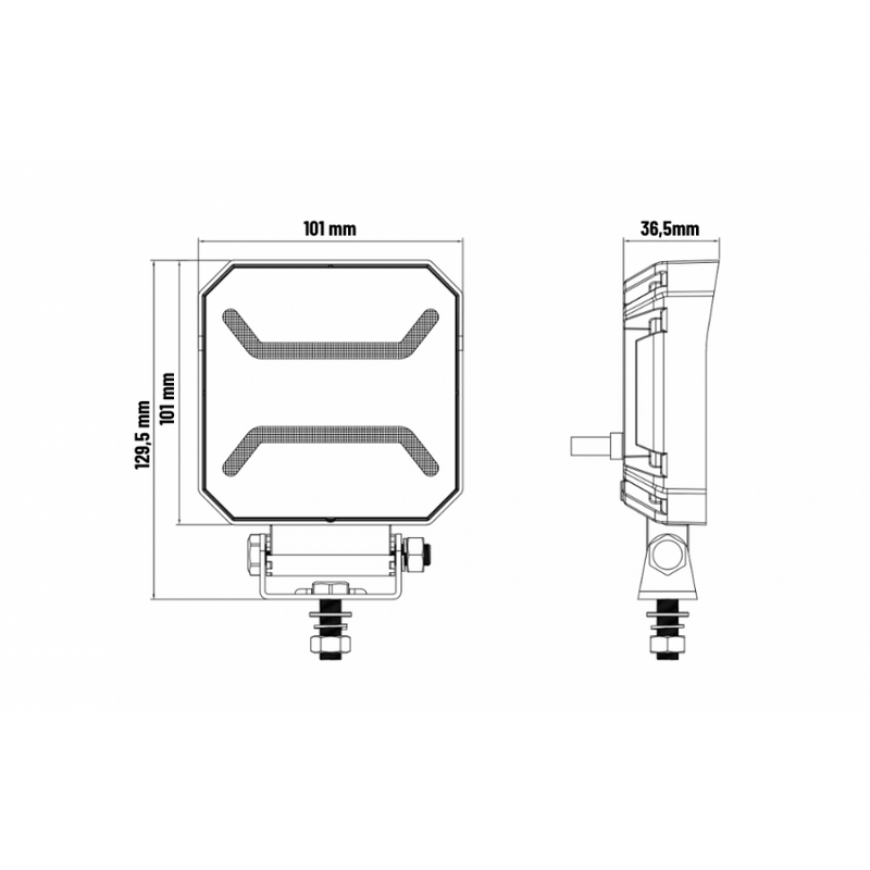 KAMAR LED darba lampa L0185 FLOOD 15 W 1500 lm 12/24 V ar 10 LED un 2 oranžām LED joslām
