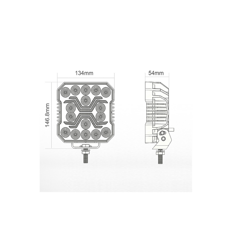 KAMAR X-SPIDER LED darba lampa L0195 FLOOD 18 W 1700 lm 12/24 V ar 9 LED un ECE R10