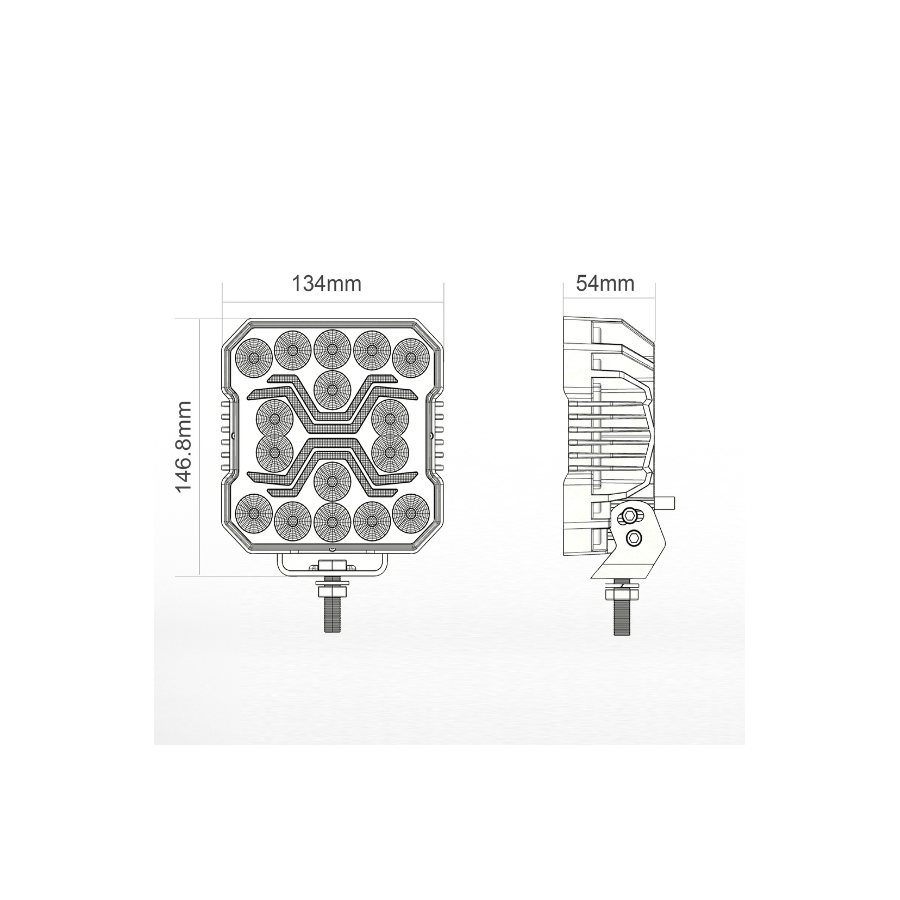 KAMAR X-SPIDER LED darba lampa L0195 FLOOD 18 W 1700 lm 12/24 V ar 9 LED un ECE R10
