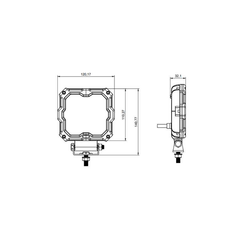 KAMAR L0195 X-SPIDER 2 LED darba lukturis, 18W, 9 LED, 12/24V, dzintarkrāsas LED josla, IP67, ECE R10, 300mm kabelis, 2 gadu garantija
