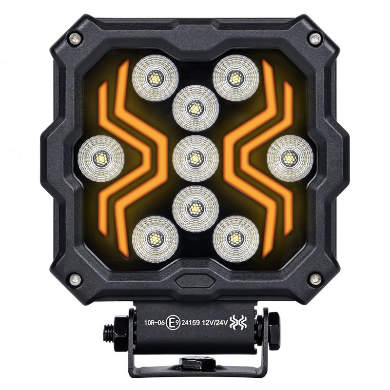 KAMAR L0195 X-SPIDER 2 LED darba lukturis, 18W, 9 LED, 12/24V, dzintarkrāsas LED josla, IP67, ECE R10, 300mm kabelis, 2 gadu garantija