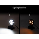 18W(1700Lm) LED darba lukturis KAMAR X-SPIDER 3 L0196 ar dzintarkrāsas LED joslu, 9 LED, 12/24V, IP67, alumīnija korpuss, 111x111x29,5mm, 0,3m kabelis, ECE R10, 2 gadu garantija