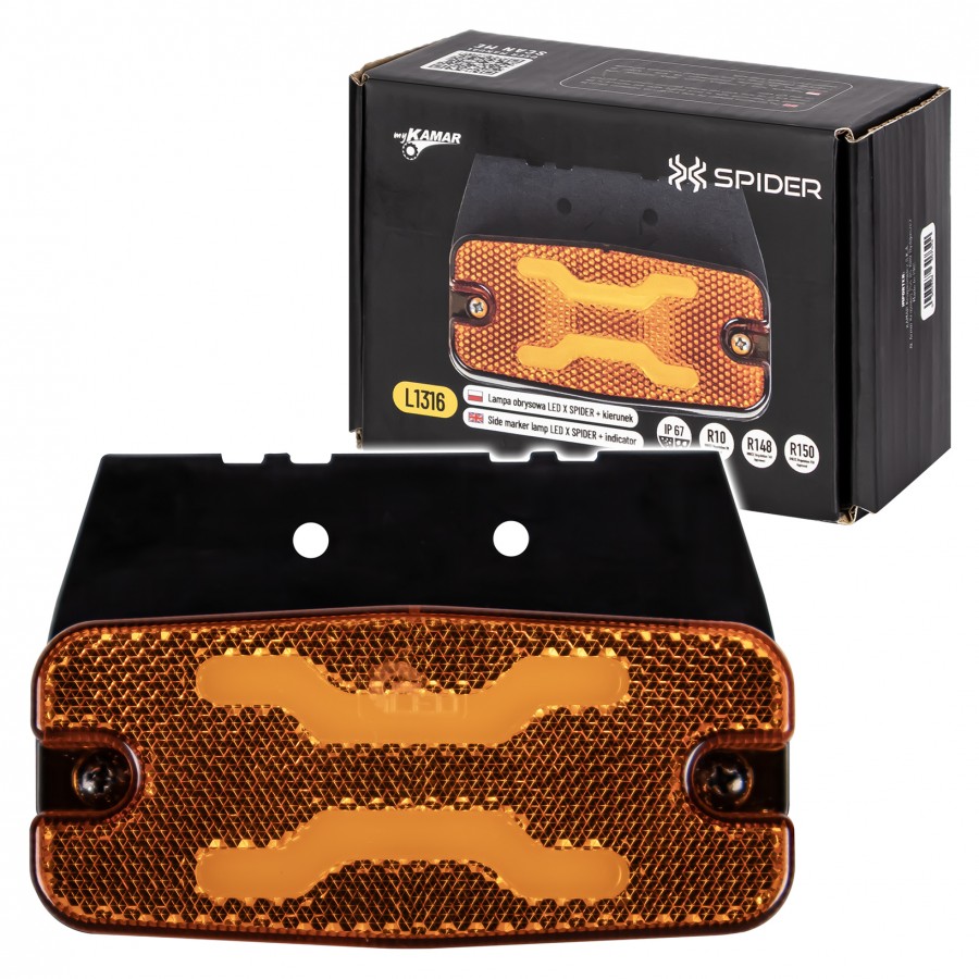 KAMAR X-SPIDER L1316 LED side marker light with turn signal and reflector functions, 12/24 V, IP67