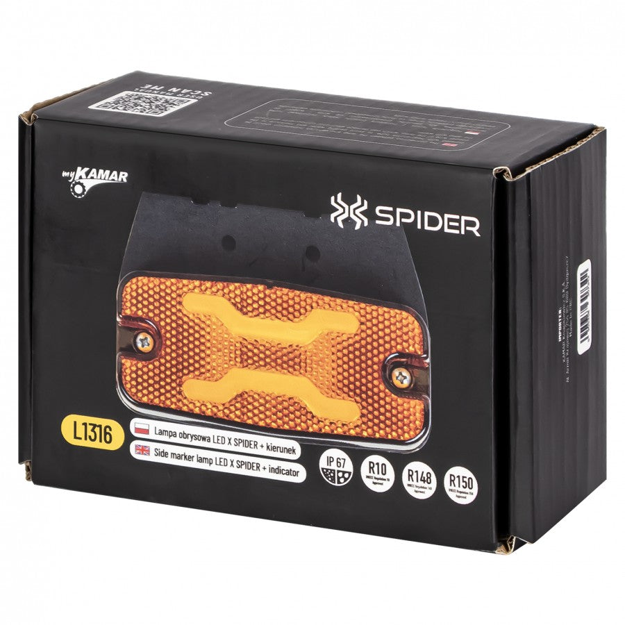KAMAR X-SPIDER L1316 LED side marker light with turn signal and reflector functions, 12/24 V, IP67