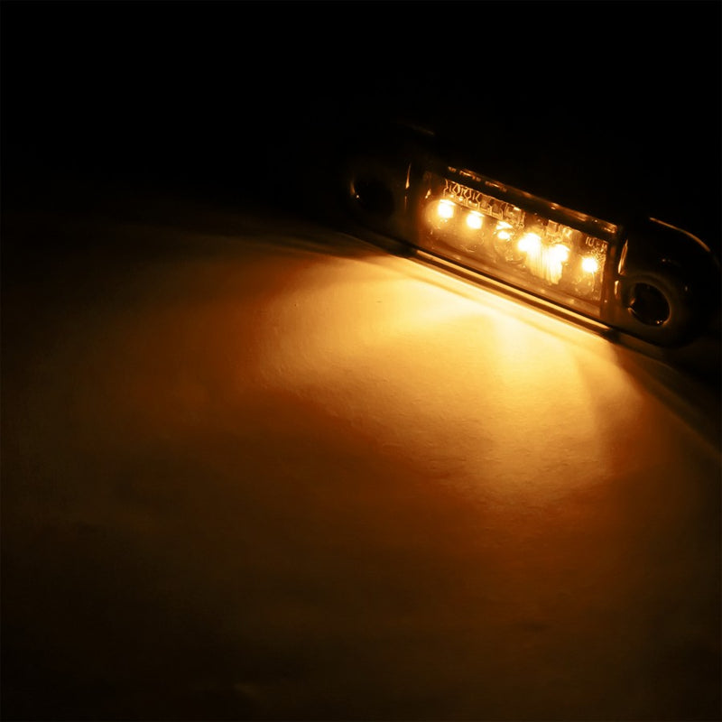 KAMAR L1321 6LED sānu gabarītlukturis, 1W, 12/24V, IP67, tumši tonēta lēca, oranža gaisma, PC polikarbonāts, 30cm kabelis, R10/R148, 2 gadu garantija