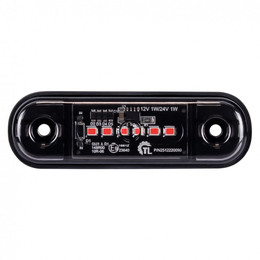 KAMAR L1322 6LED aizmugurējais gabarītlukturis, 1W, 12/24V, IP67, tumši tonēta lēca, sarkana gaisma, PC polikarbonāts, 30cm kabelis, R10/R148, 2 gadu garantija