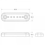 KAMAR L1322 6LED aizmugurējais gabarītlukturis, 1W, 12/24V, IP67, tumši tonēta lēca, sarkana gaisma, PC polikarbonāts, 30cm kabelis, R10/R148, 2 gadu garantija
