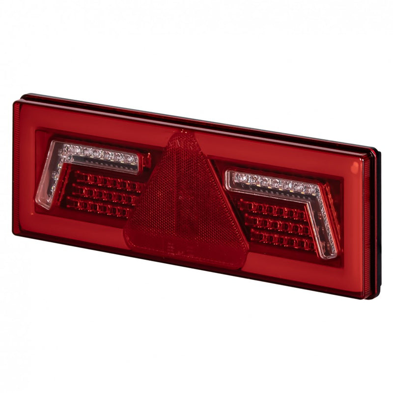 KAMAR LED aizmugures lampa L1860 labā 12/24 V ar 96 LED, trīsstūra atstarotāju, atpakaļgaitu un miglas gaismu