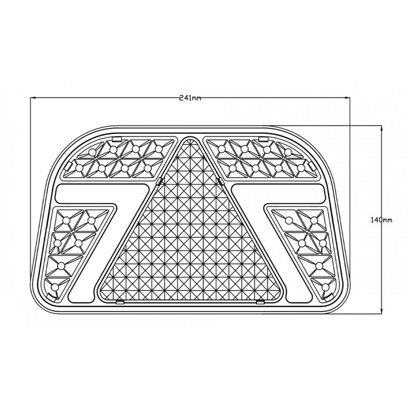 KAMAR TL 5-FUN LED aizmugurējais kombinētais lukturis, labais, 82LED, 12/24V, 7 funkcijas, trijstūra atstarotājs, IP67, 260x150x70mm, 25cm kabelis, ECE homologācija, 2 gadu garantija
