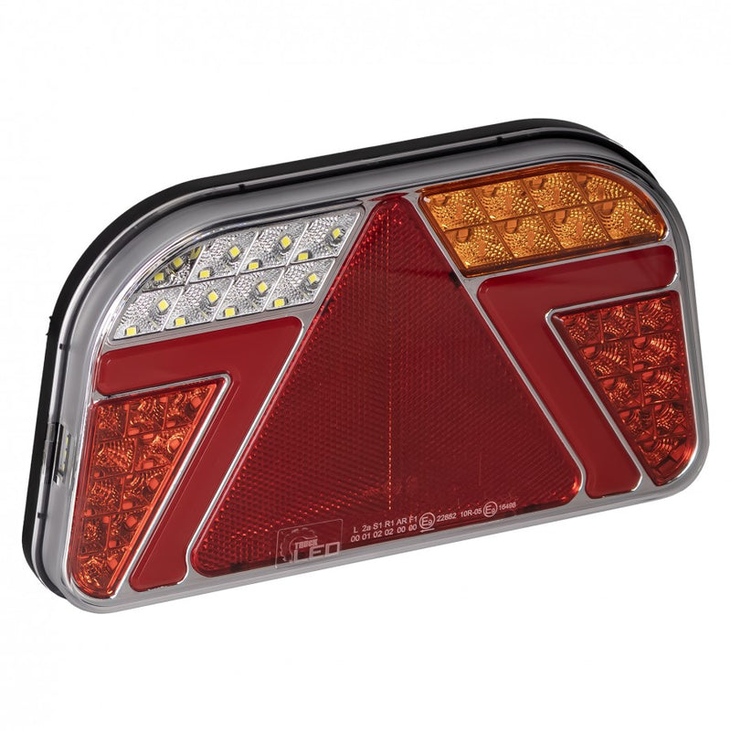 KAMAR TL 5-FUN LED aizmugurējais kombinētais lukturis, labais, 82LED, 12/24V, 7 funkcijas, trijstūra atstarotājs, IP67, 260x150x70mm, 25cm kabelis, ECE homologācija, 2 gadu garantija