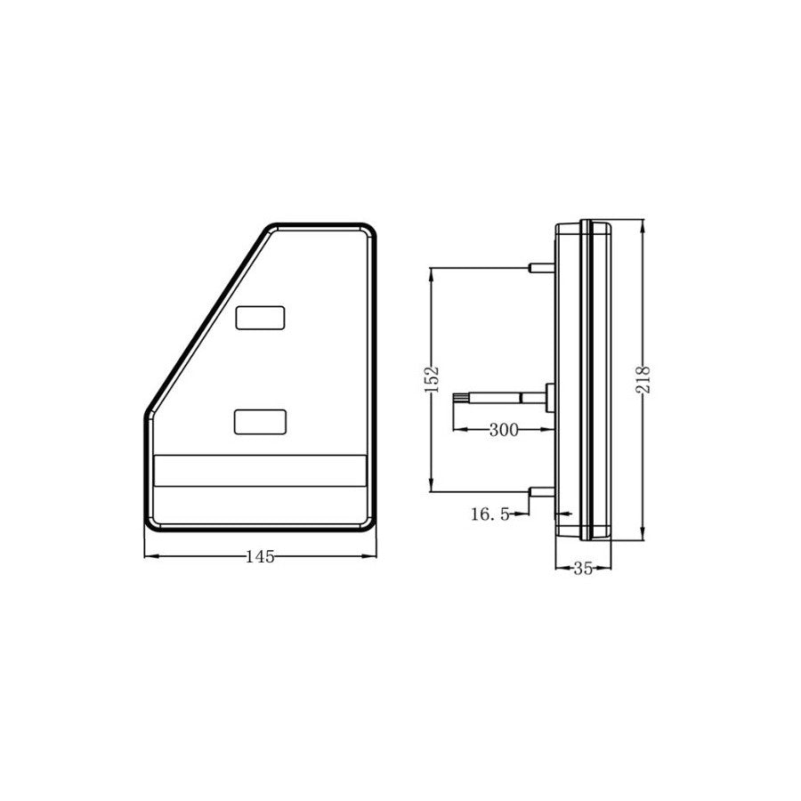 KAMAR L1907 LED aizmugurējais kombinētais lukturis, kreisais, 45LED, 12/24V, 5 gaismas funkcijas ar trijstūra atstarotāju, IP67, 218x145x35mm, 30cm kabelis, ECE homologācija, 2 gadu garantija