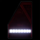 KAMAR L1907 LED aizmugurējais kombinētais lukturis, kreisais, 45LED, 12/24V, 5 gaismas funkcijas ar trijstūra atstarotāju, IP67, 218x145x35mm, 30cm kabelis, ECE homologācija, 2 gadu garantija