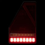 KAMAR L1907 LED aizmugurējais kombinētais lukturis, kreisais, 45LED, 12/24V, 5 gaismas funkcijas ar trijstūra atstarotāju, IP67, 218x145x35mm, 30cm kabelis, ECE homologācija, 2 gadu garantija