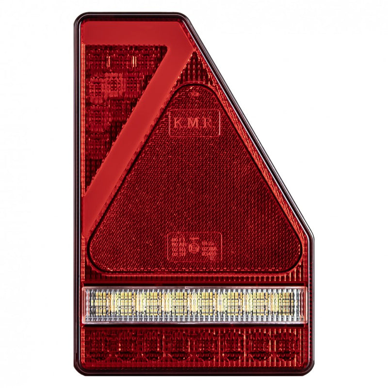 KAMAR L1908 LED aizmugurējais kombinētais lukturis, labais, 45LED, 12/24V, 5 gaismas funkcijas ar trijstūra atstarotāju, IP67, 218x145x35mm, 30cm kabelis, ECE homologācija, 2 gadu garantija
