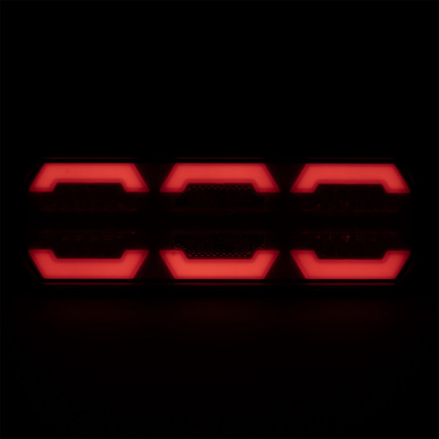 KAMAR LED neon aizmugures lampa 12/24 V ar dinamisko pagrieziena rādītāju un daudzfunkciju apgaismojumu