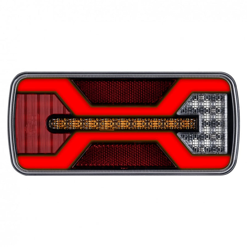 KAMAR X-SPIDER LED aizmugures lampa L2424 12/24 V IP67 ar miglas gaismu, pagrieziena rādītāju un 69 LED