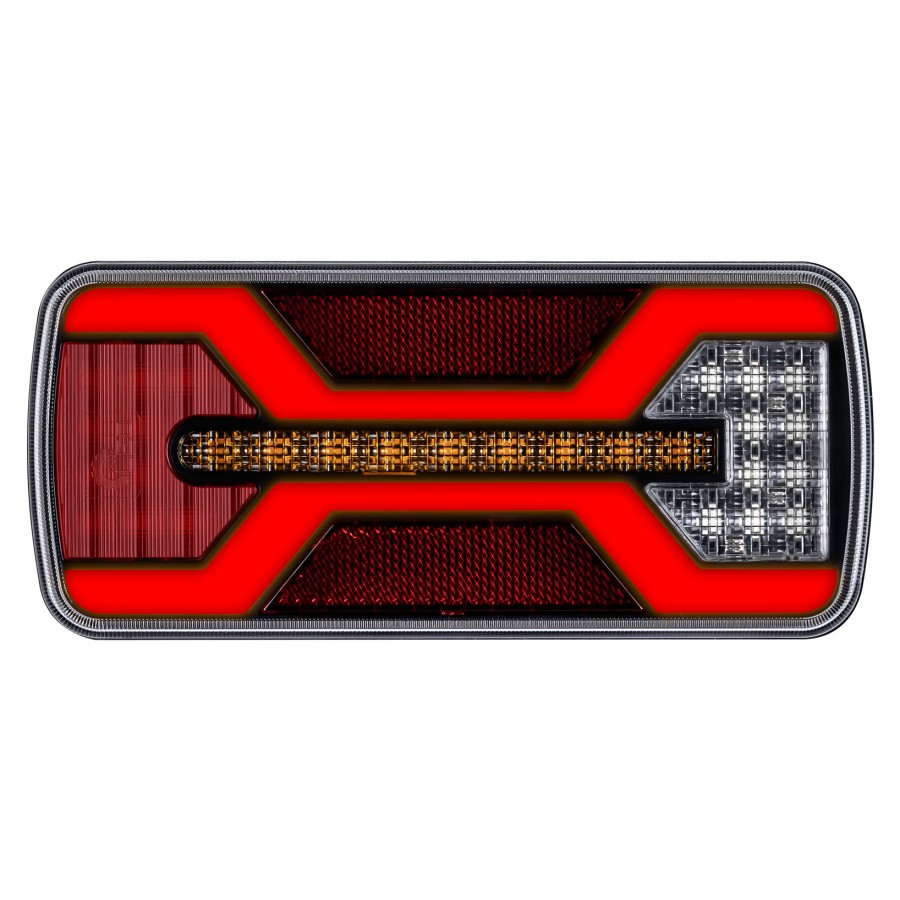 KAMAR X-SPIDER LED aizmugures lampa L2424 12/24 V IP67 ar miglas gaismu, pagrieziena rādītāju un 69 LED