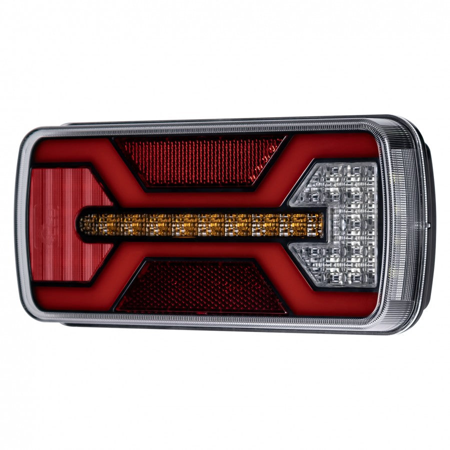 KAMAR X-SPIDER LED aizmugures lampa L2424 12/24 V IP67 ar miglas gaismu, pagrieziena rādītāju un 69 LED