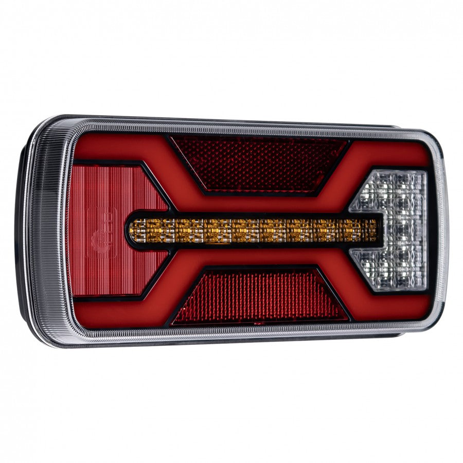 KAMAR X-SPIDER LED aizmugures lampa L2424 12/24 V IP67 ar miglas gaismu, pagrieziena rādītāju un 69 LED