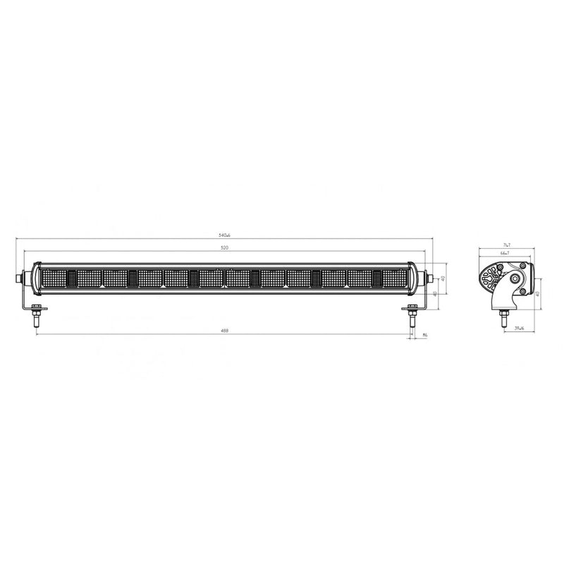 KAMAR L3418 LED tālās gaismas lukturis ar dienas gaitas gaismu, 524mm, 47W+3W, 3340Lm, 12/24V, 12 LED, IP67, ECE R10/R148/R149, 2 gadu garantija
