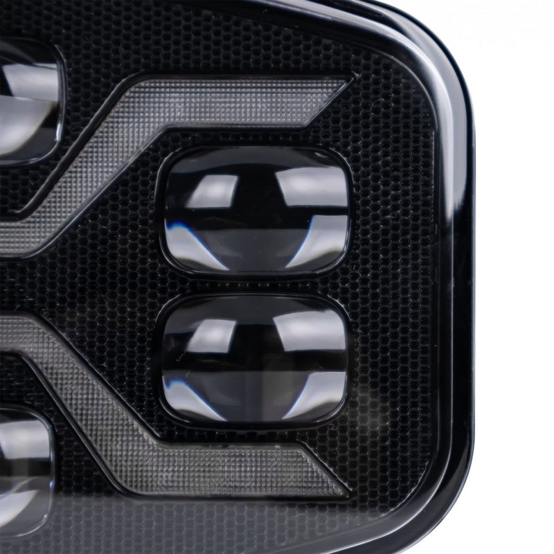54W LED tālās gaismas lukturis KAMAR X-SPIDER L3436 ar baltu pozīcijas gaismu un dzintarkrāsas stroboskopu, 72 LED, 12/24V, IP6K9K, 245x159x90,65mm, 2 gadu garantija