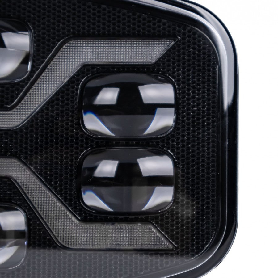 54W LED tālās gaismas lukturis KAMAR X-SPIDER L3436 ar baltu pozīcijas gaismu un dzintarkrāsas stroboskopu, 72 LED, 12/24V, IP6K9K, 245x159x90,65mm, 2 gadu garantija