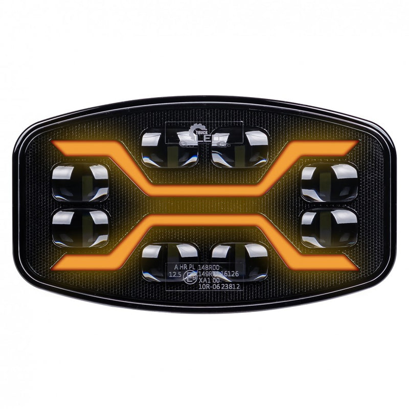 54W LED tālās gaismas lukturis KAMAR X-SPIDER L3436 ar baltu pozīcijas gaismu un dzintarkrāsas stroboskopu, 72 LED, 12/24V, IP6K9K, 245x159x90,65mm, 2 gadu garantija