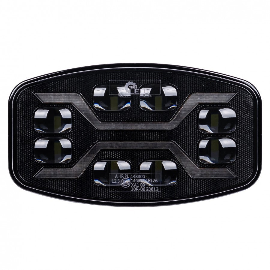 54W LED tālās gaismas lukturis KAMAR X-SPIDER L3436 ar baltu pozīcijas gaismu un dzintarkrāsas stroboskopu, 72 LED, 12/24V, IP6K9K, 245x159x90,65mm, 2 gadu garantija