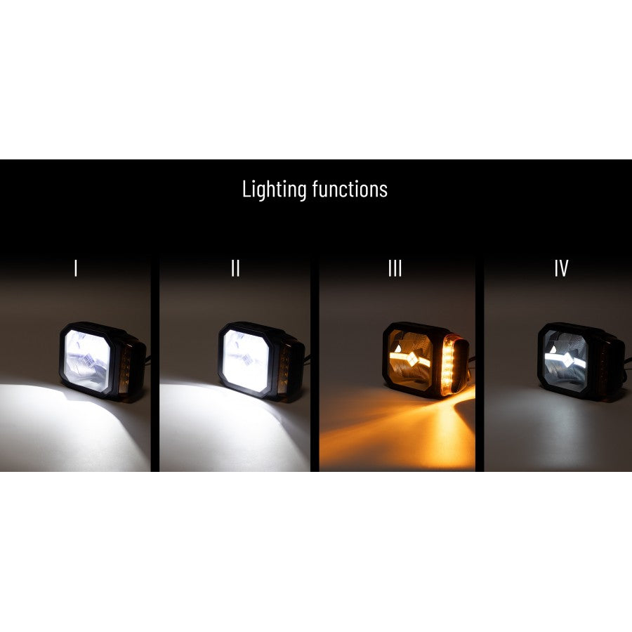 LED headlight with heated lens, 48 LEDs, 12/24 V