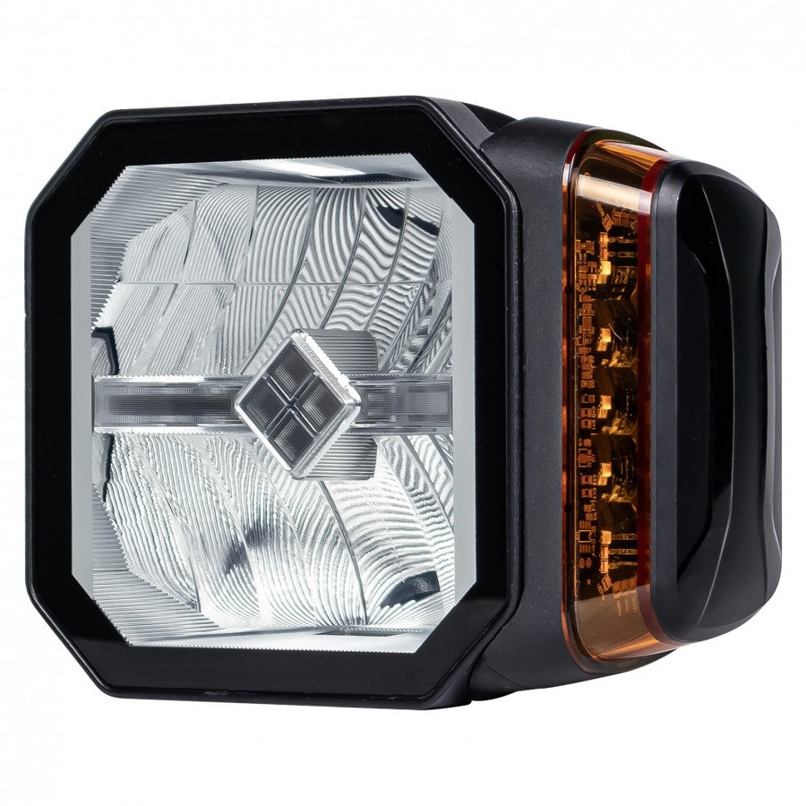 LED headlight with heated lens, 48 LEDs, 12/24 V