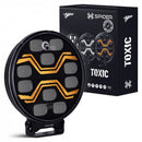 KAMAR X-SPIDER TOXIC L3440 LED tālās gaismas lukturis ar balto pozīcijas un oranžo brīdinājuma gaismu, 80/3/14W, 12/24V, 10+42LED, IP6K9K/IP6K8, 2,5m kabelis, ECE R10/R65/R148/R149, 2 gadu garantija